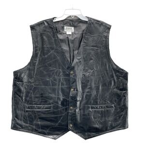 Duke Haband 100% Leather Vest Men 3XL Motorcycle Biker Western Cowboy Riding 90s